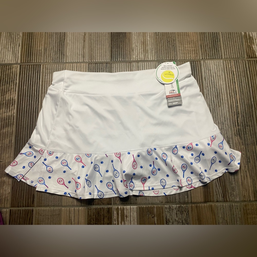 Grand Slam White Skirt with Racket Print - Picture 2 of 6